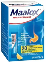 Maalox Maux D'estomac, Suspension Buvable Citron 20 Sachets à Noé